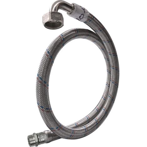 Flexible sanitaire coudé 1'' x 70cm – Acier inoxydable tressé – Raccord Mâle/Femelle – Pour systèmes de pompage et récupération d'eau – LBP (1/5)