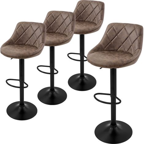 ML-Design Set di 4 Sgabelli da Bar Rivestimento in Ecopelle Marrone Sgabello da Bancone Regolabile in Altezza 62-82 cm Girevole a 360° Sedie Alte Sedia da Bistrot con Schienale e Poggiapiedi (1/5)