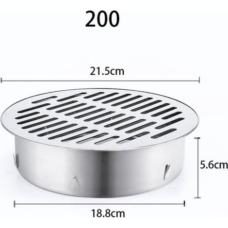 Desagüe de sifón redondo, independiente, de acero inoxidable, apto para balcones, terrazas, azoteas, patios y jardines (diámetro 200 mm) (1/5)