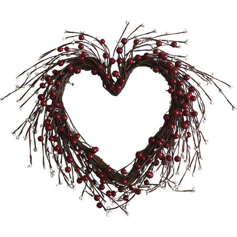 Guirlande de baies artificielles en forme de cœur, grande couronne en rotin, décoration murale pour la Saint-Valentin, pour mariage