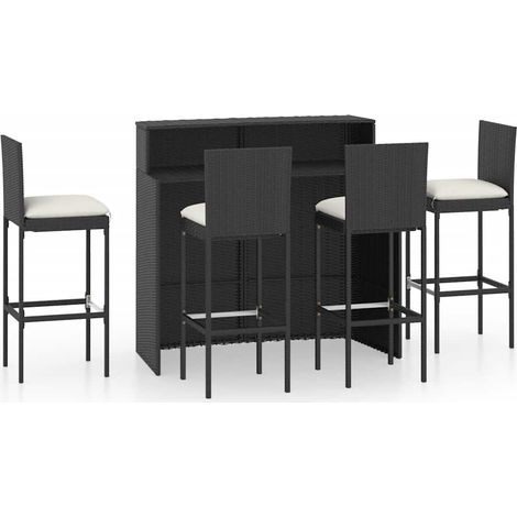 Maison Exclusive - Set da Bar da Giardino 5 pz con Cuscini Nero (1/5)