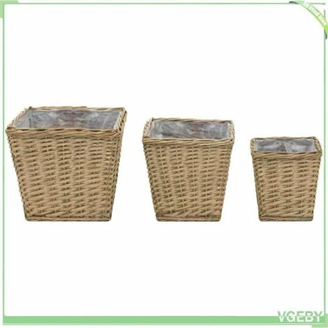 Lits surélevés - FAFEICY - 246833 - lot 3 jardinières en osier - doublure PE - tailles variées (1/5)