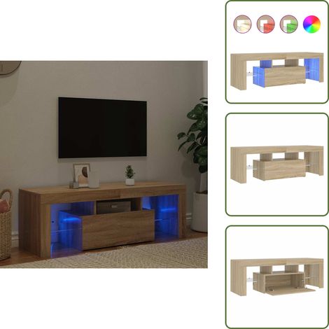 TV-Schrank mit LED-Leuchten Sonoma-Eiche 120x35x40 cm - TV Schrank - Holzwerkstoff Möbel - Sonoma Eichen Dekoration - LED Beleuchtung - Wohnzimmer Einrichtung (1/5)