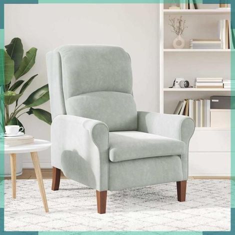42009857 fauteuil Gris clair 76 x 94 x 102 cm Velours (1/5)