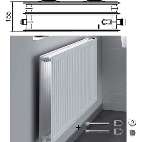 Kermi Radiateur à vanne Therm-x2 Profil Hygiene type 30 900x2000mm Position de la vanne à droite FTV300902001R1K (1/3)