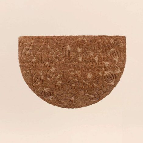 Paillasson coco demi lune embossé floral 40x60cm (1/5)
