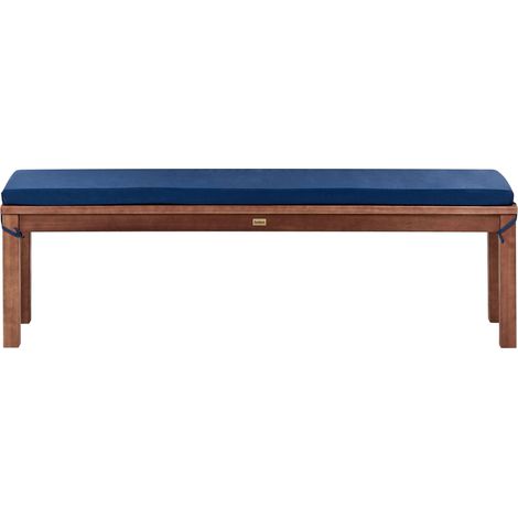 Garden Bench with Cushion Natural Eucalyptus Wood 160 cm Rectangular Rustic Style Terrace Balcony Indoor Outdoor Furniture TUSCANIA (1/5)