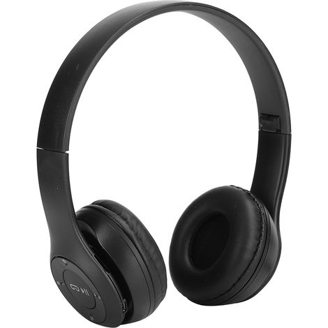Casque sans fil Bluetooth supra-auriculaire pliable avec son stéréo, réduction de bruit, idéal pour les jeux et la musique FM (noir) (1/5)