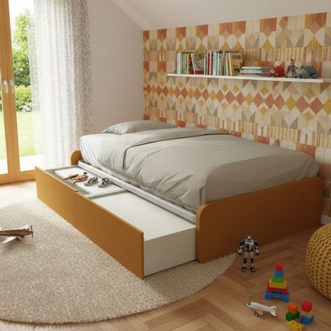 Letto 1 piazza e mezza con cassettoni, personalizzabile e facile montaggio - Zolfo (1/5)