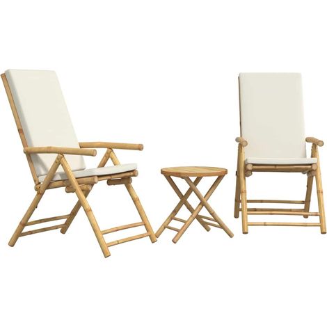 Maison Exclusive - 3-tlg. Bistro-Set Klappbar mit Cremeweißen Kis (1/5)