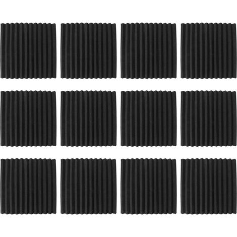 Lot de 12 Panneaux Acoustiques Autocollants Mousse Isolante Murale Haute Densité Noir (1/4)