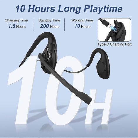 Casque Bluetooth avec microphone, écouteurs ouverts sans fil à réduction de bruit pour le bureau, la conduite, le travail et la maison. Idéal pour le bureau, la voiture et la maison. (1/5)