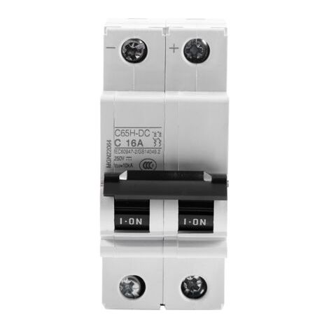 Disjoncteur C65H-DC 2P 250V CC Énergie solaire Interrupteur à air Ampères (16A) (1/5)