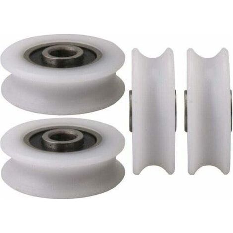 4 pezzi 4x20x6.5x7.4mm Bianco Interno Dia 4MM Puleggia in Nylon a U per Porta Scorrevole
