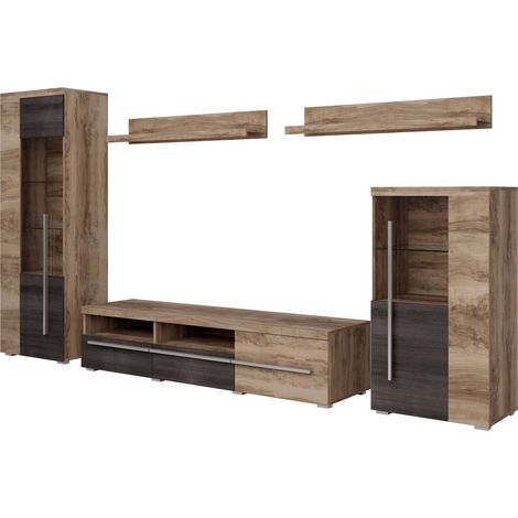 Conjunto de salón Sorciro 103, Nuez + Roble oscuro