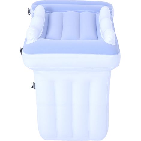 Lit d'avion gonflable pour tout-petits, matelas pneumatique épais et floqué, extension de siège de voiture pliable pour voyage, voyage sur route, bleu (1/5)