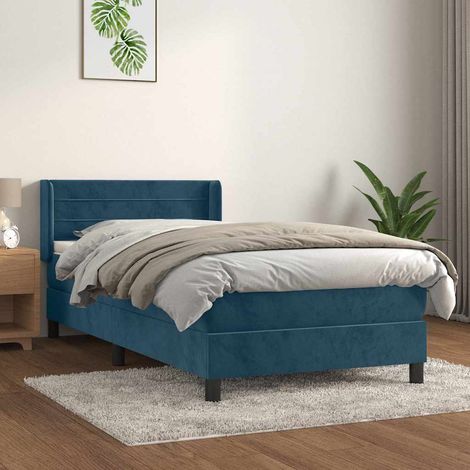 Sommier à lattes de lit avec matelas Bleu foncé 100x200 cm (1/5)