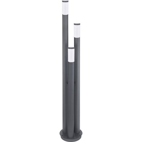 Etc-Shop – Lampadaire extérieur 170 cm en acier inoxydable – 3 colonnes anthracite – 3x E27 max 60W – IP44 pour usage extérieur