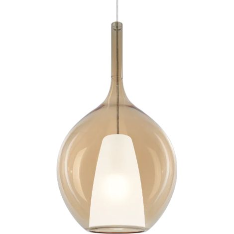 Sospensione Contemporanea Kalique Vetro Ambra Bianco E Cromo 1 Luce E27 H53Cm (1/3)