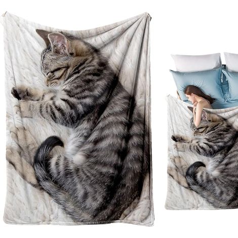 Mantas de franela con estampado de gatos, 130x150 cm, suaves/decorativas, para salón/dormitorio/oficina, otoño/invierno/Navidad. (1/5)