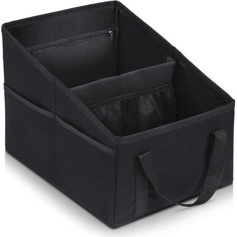 Organiseur de voiture 31 x 25 x 25 cm, pliable, avec poignées de séparation et poches multiples, pour siège arrière ou coffre (1/4)