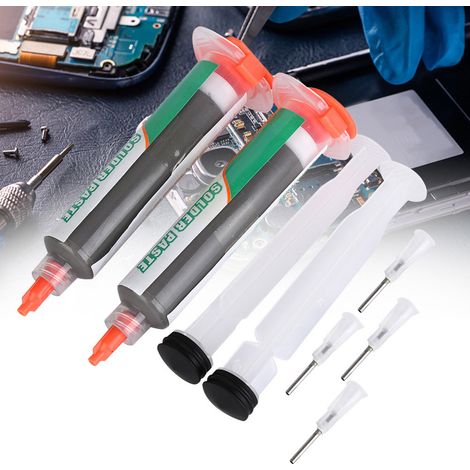 2 x 50-g-Spritzen mit sicherer Lötpaste Sn42 Bi58 für die Reparatur von SMD-Leiterplatten. (1/5)