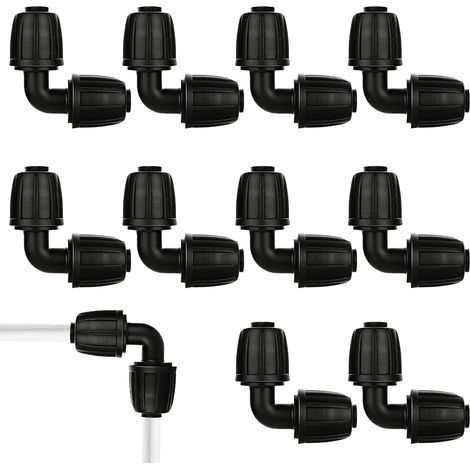 10PCS Connecteurs en Coude L pour Tuyau d'Arrosage 13 mm (1/2"), Raccord 13mm pour Système d'Irrigation Goutte à Goutte, Raccord Coudé Universel pour Jardin et Agriculture (A 2) (1/4)