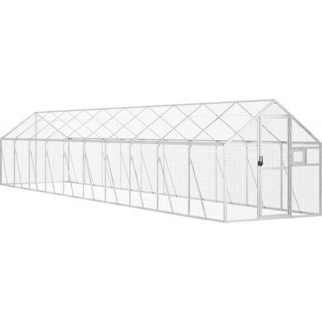 vidaXL Voliera Argento 1,79x10x1,85 m in Alluminio