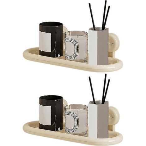 Porte-séchoirs de douche à ventouses sans perçage, technologie de ventouses puissante, décoration de salle de bain moderne, revêtement crème double couche