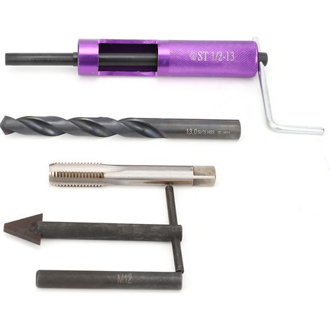 Kit de réparation de filetage 1/2 po-13 UNC avec 12 inserts filetés, outil manuel pour la maintenance mécanique 1/2 po-13 (1/5)