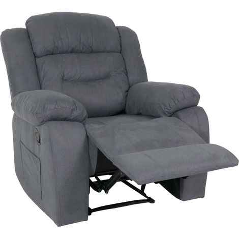 [NEUWERTIG] Fernsehsessel HHG-021, XXL Relaxsessel TV-Liegesessel Nosagfederung Wildleder-Optik Stoff/Textil bis 200kg graublau