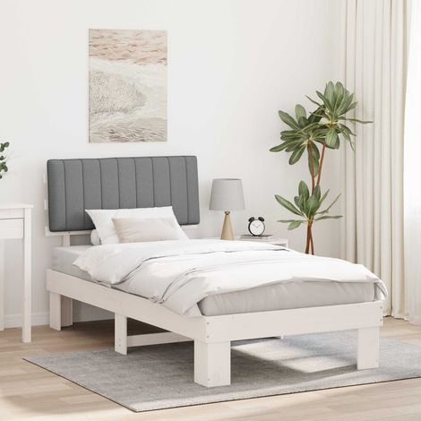Estructura de Cama con Cabecera Tapizada Gris Claro