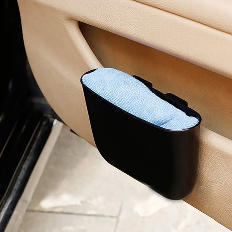 Basurero pequeño para coche (negro), de plástico, fácil de limpiar, portátil, para colgar.