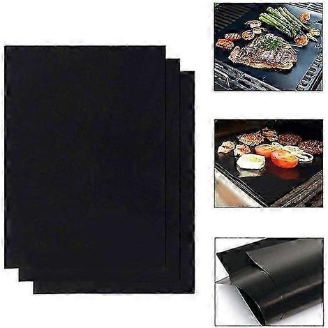 3 tapis de cuisson antiadhésifs pour four et gril - 40 x 33 cm - Noir