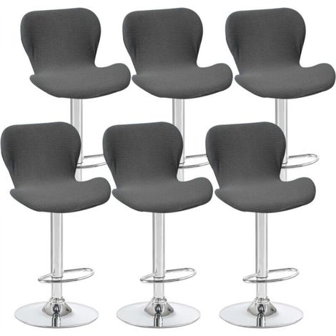 Set of 6 curved swivel stool covers, dark grey, 40 x 30 x 30 cm, for low-back bar stools, ideal for counters and kitchens (1/5)