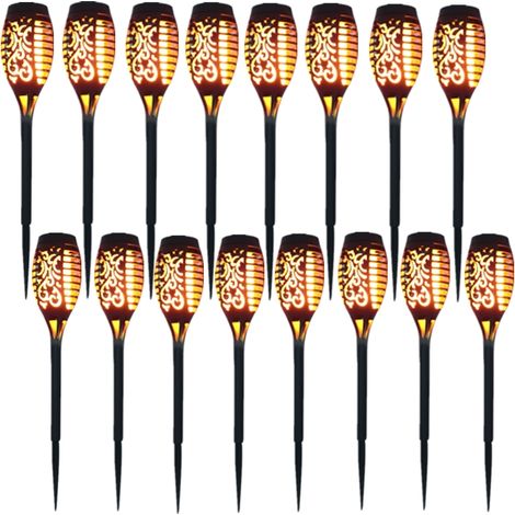 Lampe solaire 12 LED 54cm Décor de jardin extérieur à lumière vacillante - 16 Pack