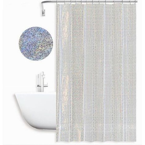 TRADE SHOP - Tenda Per Doccia Vasca Da Bagno Design Astratto Con 12 Ganci 180 X 180 Cm 87187 - (1/2)