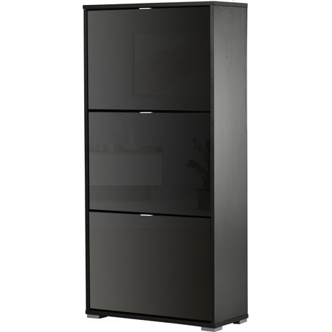 Meuble à chaussure RICARDO Noir laqué (1/5)