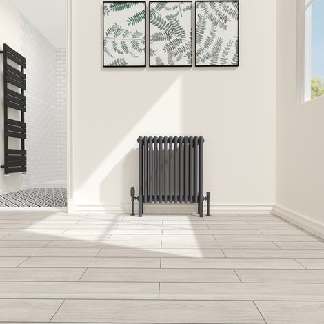 Traditional 4 Column Radiator Cast Iron Style Heating Rads Horizontal Anthracite 600x605mm