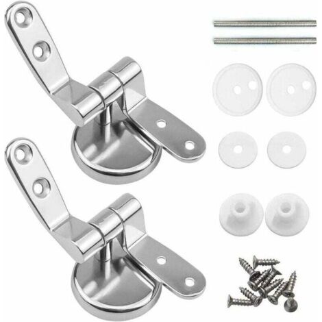 QORVA-Attaches Charnière Abattant WC, Lot de 2 Charnières de Rechange pour Lunette de Toilette avec Fixations en Alliage de Zinc (1/4)