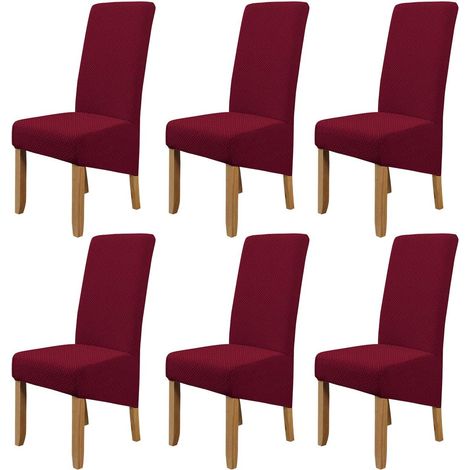 Chair covers, stretchable, removable, high-back dining chair covers, washable for banquets, kitchens, weddings, parties, and dining rooms (wine red) (1/5)