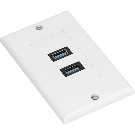 Plaque murale USB 3.0 avec 2 ports pour transmission de données et chargement rapide (1/5)