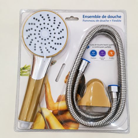 Ensemble de douche 3 pièces modèle 0060 Tourbillon Doré douchette à main ronde haute pression 0060 1,5 kg – Livraison gratuite