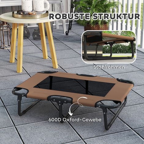 Lit surélevé pliable pour chien, lit de voyage avec filet, beige Oxford 75x51x18 cm (1/5)