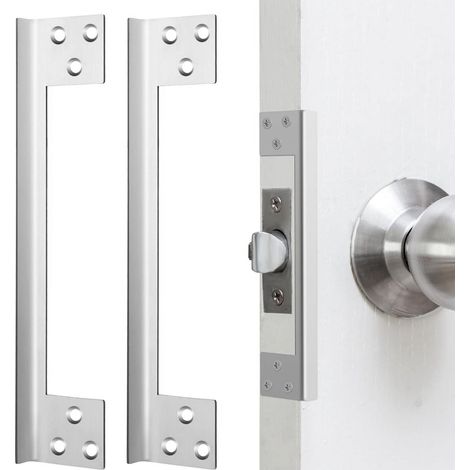 Plaque De Protection Pour Verrou De Porte - Acier Inoxydable 1 mm - Forme En L - 17,8 cm - Pour Portes Intérieures Extérieures Bois Métal - 2 Pièces (1/5)