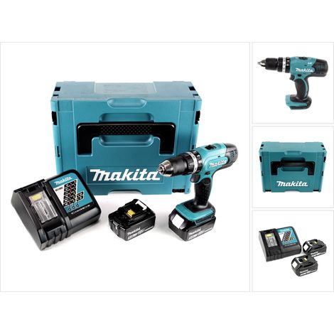 Taladro de impacto sin cable Makita DHP 453 RTJ 18V 42Nm + 2x baterías recargables 5.0Ah+ cargador en Makpac 2 (1/5)