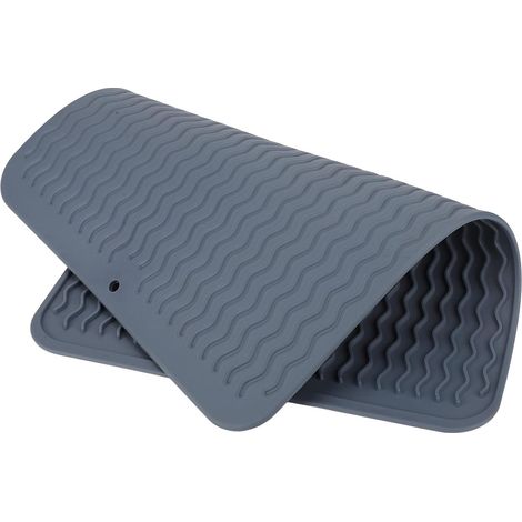 Tapis de Séchage de Vaisselle en Caoutchouc, 405 X 310 Mm, Flexible, Résistant à la Chaleur, pour Comptoir de Cuisine ou évier, pour Appartements, Dortoirs et Cuisines Familiales (BLUE) (1/5)