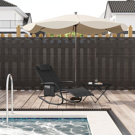 WOLTU 1x Gartenliege faltbar Relaxliege Liegestuhl wetterfest Schwungliege bis zu 150 kg, Campingliege Strandliege Sonnenliege Sonnenliege mit Kopfstütze Armlehnen aus Polyestergewebe Metall, Schwarz (1/5)
