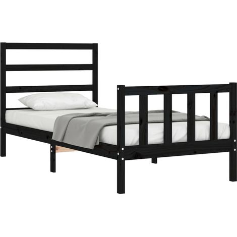 Cadre de lit sans matelas noir bois de pin massif vidaXL (1/5)