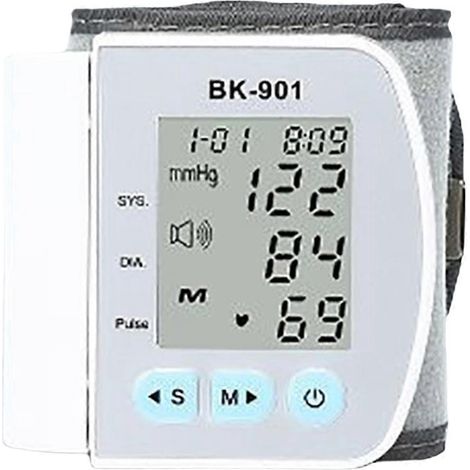 LCD-Blutdruckmessgerät fürs Handgelenk mit Sprachausgabe und Herzfrequenzmessung (1/5)